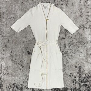 Guess Ivory Ribbed Knit Zip-Front Sweater Dress | Size S